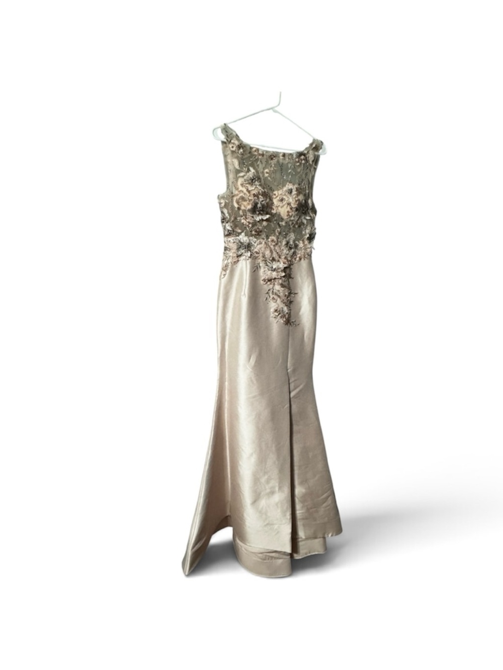 Embellished Blush Gown with Floral Appliqué